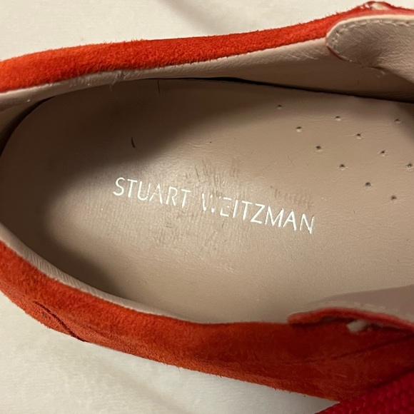 Stuart Weitzman Red Suede Gaming Sneaker Size 6 - Picture 6 of 11